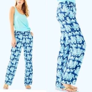 Lilly Pulitzer Florita Linen Pants in Deep Indigo Joy Ride Size Small
